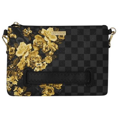 SPRAYGROUND GOLD FLORAL REMIX CROSSBODY POUCHETTE Μαύρο